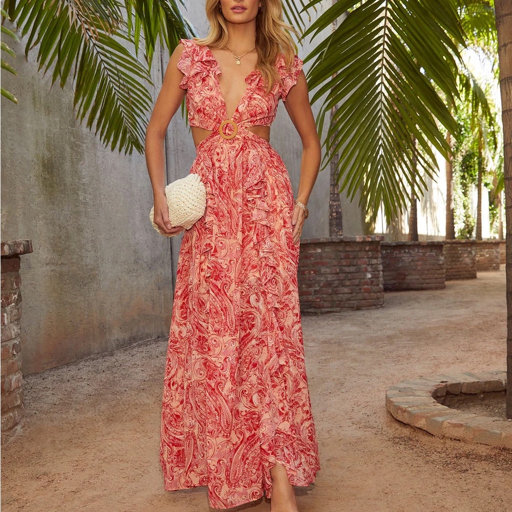 NWT- VICI Collection Paisley Print Cut Out Dress
